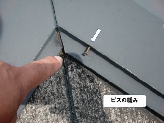 和歌山市の棟板金のビスの緩み