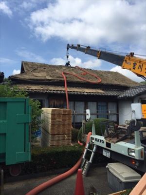 淡路瓦 撤去 入母屋