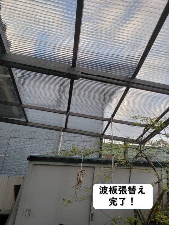 和歌山市で台風被害でテラスの波板張替をしたN様の声