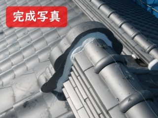 紀の川市で鬼瓦の漆喰補修で漆喰にシルガードを使用し完成した写真
