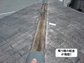 和歌山市の降り棟の板金が飛散