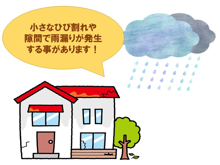 和歌山市で小さなひび割れや隙間から雨水が侵入し雨漏りを引き起こします