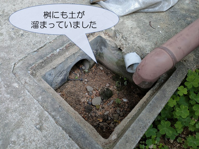 和歌山市で桝に土が溜まり詰まっていました