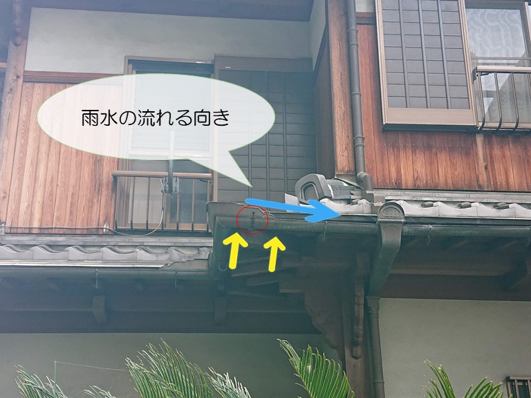 和歌山市で軒樋の勾配が正しくなって雨水を適切に排水できます