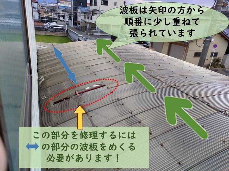 和歌山市の作業場の波板を張替える提案